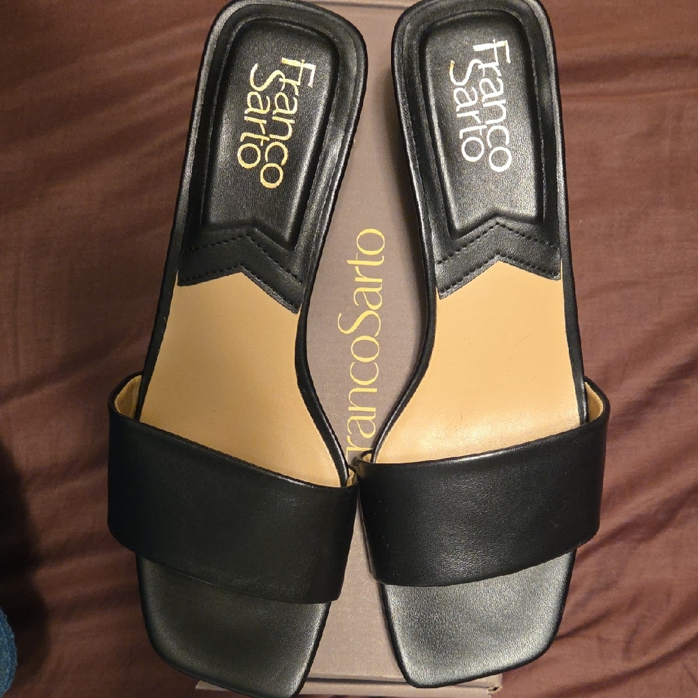 Franco Sarto Black and Tan Women's Sandals